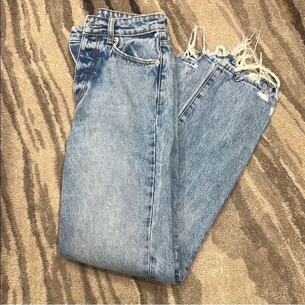 Lovers + Friends High Rise Straight Leg Raw Fray Hem Jeans - Picture 4 of 12
